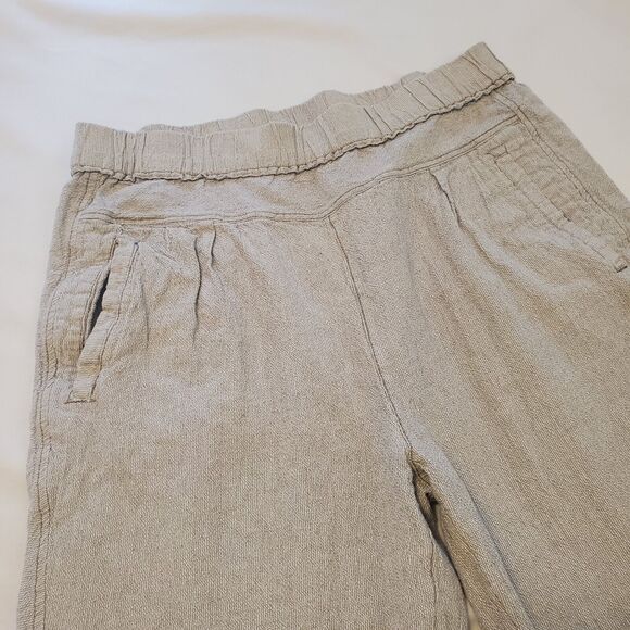 Hei Hei Anthropologie 100% Linen Francois Cropped Pull On Pants Size S Cream - Picture 3 of 8